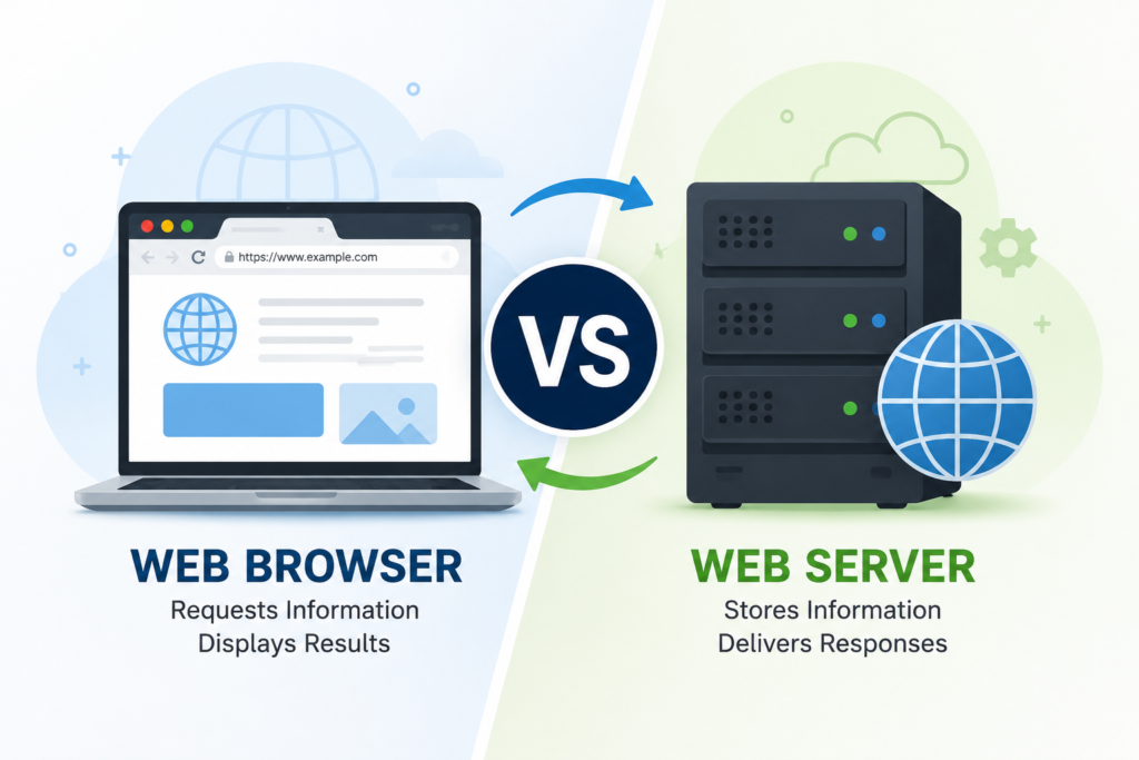 difference between web browser and web server.